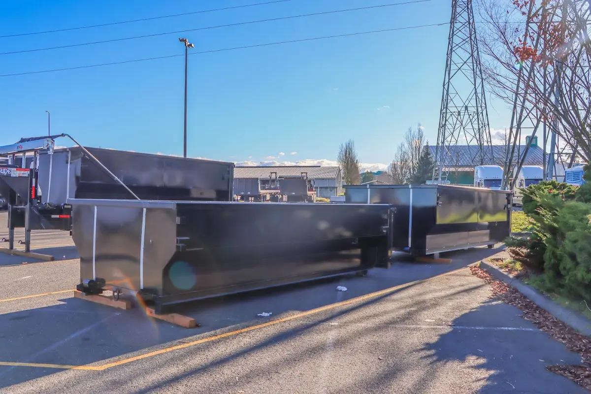 Roll-off dumpster ready for waste disposal at job site for 2 Yard Dumpster Rental in York